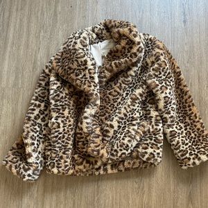 Anthropologie Courtney Leopard Print Faux Fur Jacket  Size Small